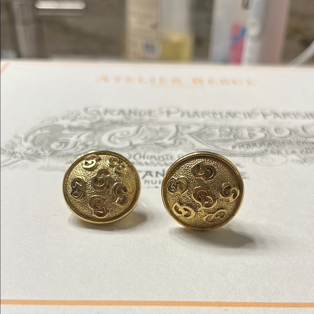 Christian Dior Gold Button Earrings